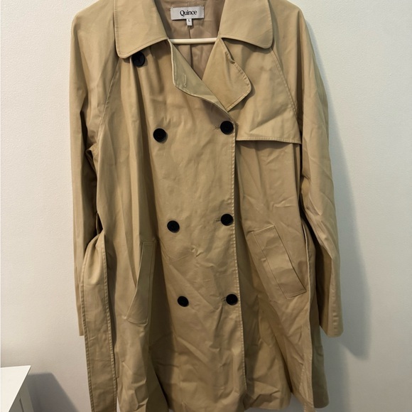 Quince Jackets & Blazers - Quince Beige Double-Breasted Trench Coat Size L